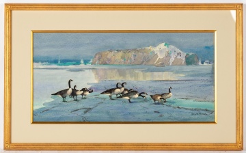 Roy M. Mason (American, 1886-1972) Watercolor with Geese