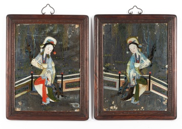 (2) Chinese Painted Mirrors