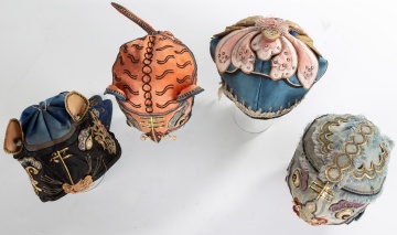 (4) Chinese Silk Embroidered Children's Animal Hats