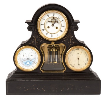 French Perpetual Calendar Clock with Moon phase and Barometer