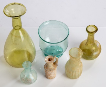 (6) Ancient Glass Bottles Flasks