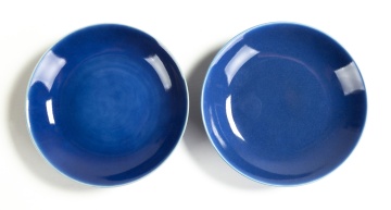 Pair of Chinese Blue-Glazed Dishes