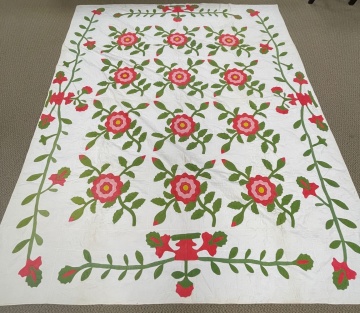 19th Century Applique Floral Quilt
