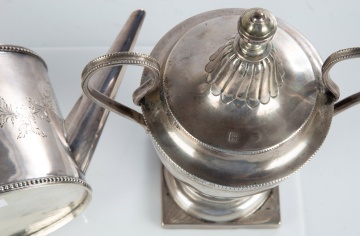 George III Sterling Silver Teapot & Russian Covered Urn