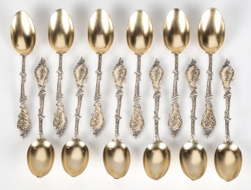 (12) French Silver Gilt Spoons