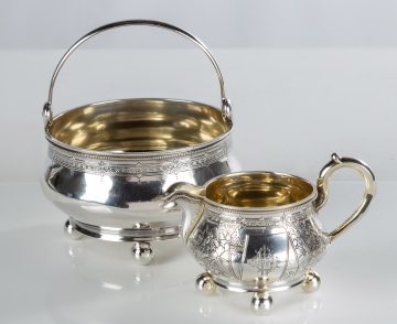 Faberge Silver Sugar Basket & Creamer