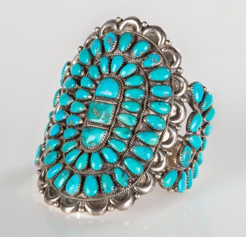 Zuni Sterling Silver & Turquoise Cuff Bracelet