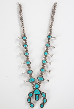 Sterling Silver & Turquoise Squash Blossom Necklace