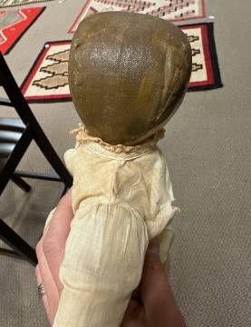 19th Century Painted Oil Cloth Doll