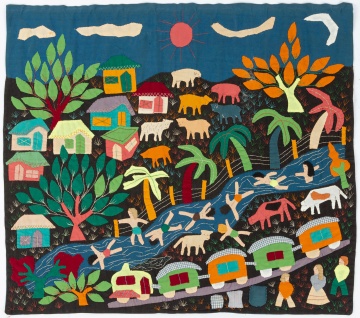 Sewn Cloth Applique Wall Hanging Tapestry