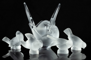 (5) Lalique Frosted Birds