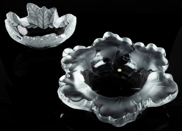 (2) Lalique Leaf Bowls