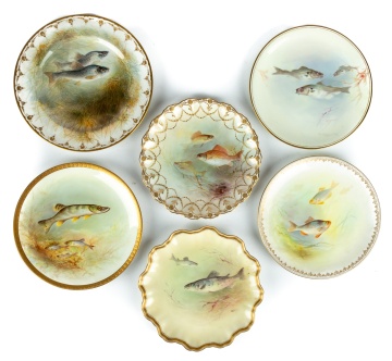 (5) Royal Dalton Hand Painted Porcelain and Enameled Fish Plates