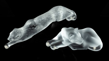 Lalique "Simba" Lioness and "Zelia" Leopard
