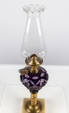 Amethyst Overlay Geometric Cut Oil Lamp