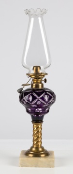 Amethyst Overlay Geometric Cut Oil Lamp