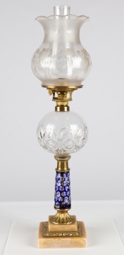 Notched Bulls Eye & Blue Overlay Oil Lamp