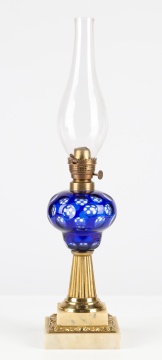 Blue Overlay Oil Lamp