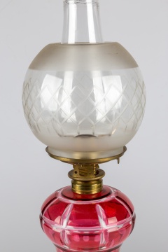 Cranberry Overlay Oil Lamp