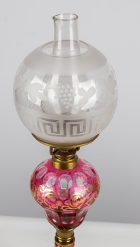 Cranberry Overlay Oil Lamp