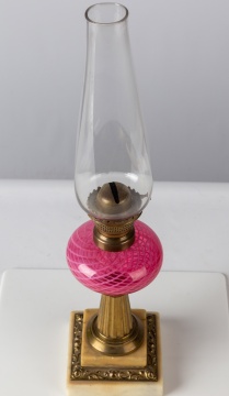 Pink Latticinio Oil Lamp