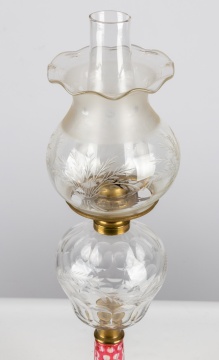 Boston and Sandwich Co. Overlay Stem Oil Lamp