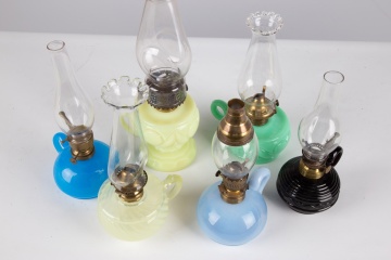 (6) Glass Finger Oil Lamps
