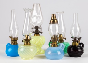 (6) Glass Finger Oil Lamps