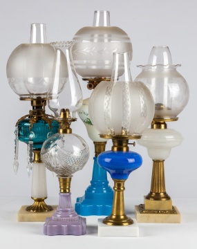 (5) Various Glass Oil Lamps