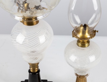 (2) White Threaded Oil Lamps