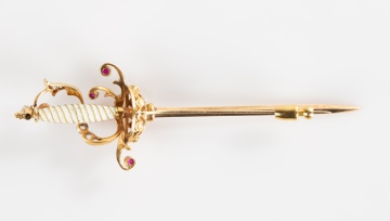 18K Gold Ruby and Diamond Hatpin