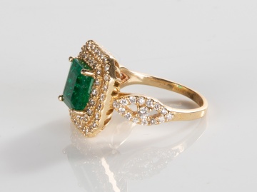 Lady's 14 K Gold, 2.5 ct. Emerald and Diamond Ring