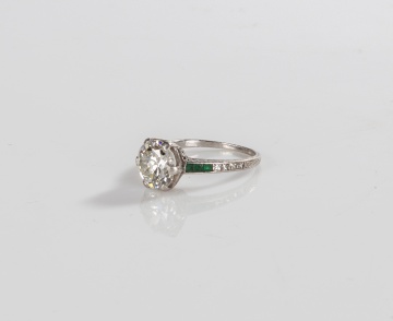 Lady's Platinum, 2.25 ct Diamond & Emerald Ring