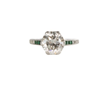 Lady's Platinum, 2.25 ct Diamond & Emerald Ring