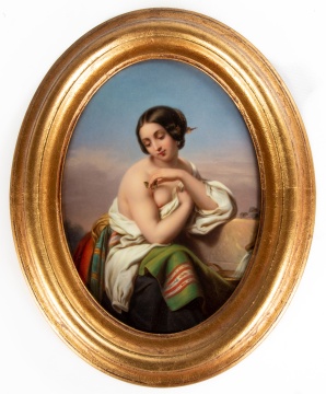 KPM Porcelain Plaque of Woman with Butterfly