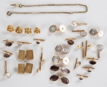Group of Gold Cufflinks & Tuxedo Buttons