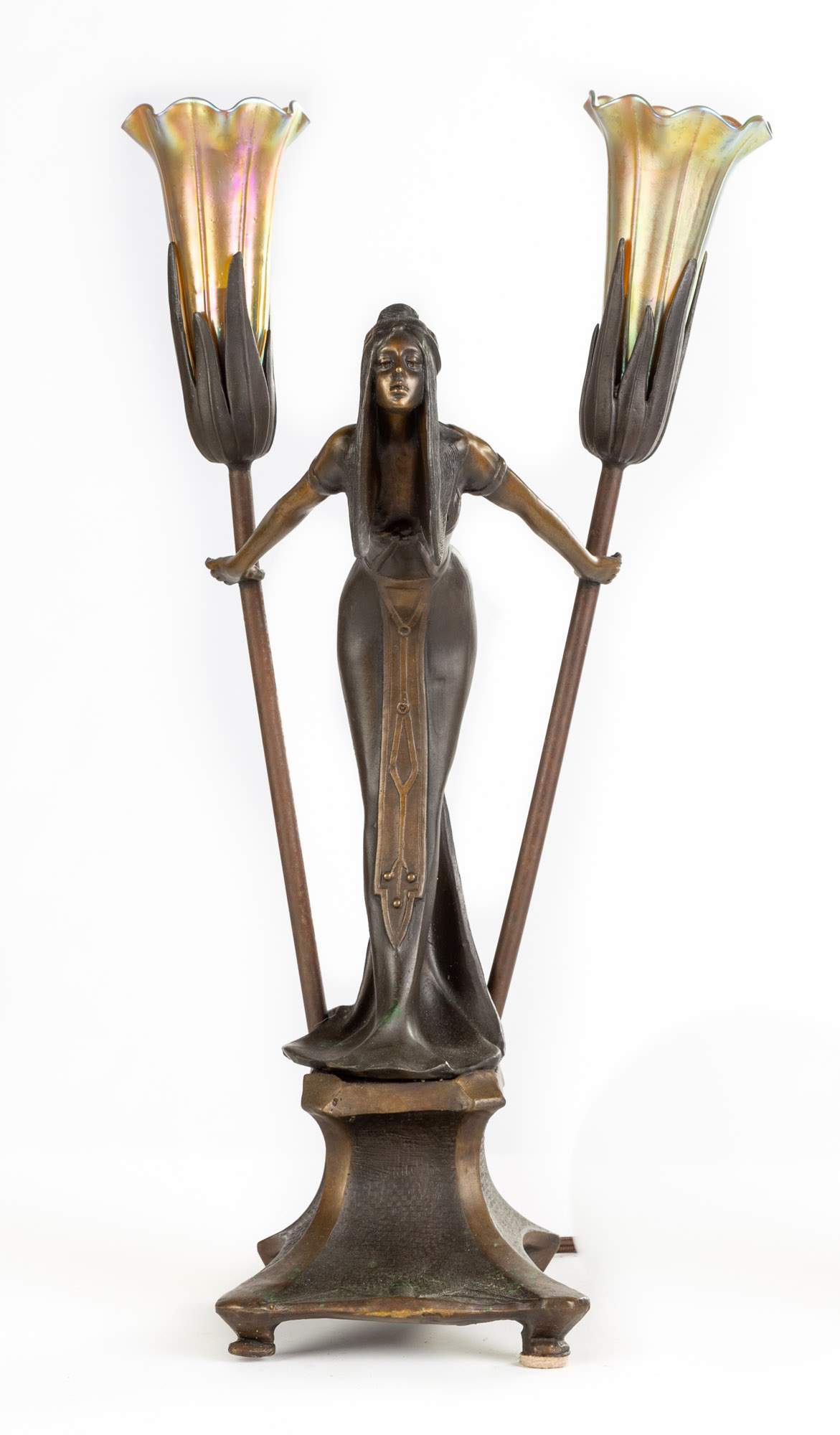 After Gustav Gurschner (Austrian, 1873-1970) Art Nouveau Lily Lamp