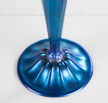 Impressive Tiffany Studios Blue Favrile Trumpet Vase