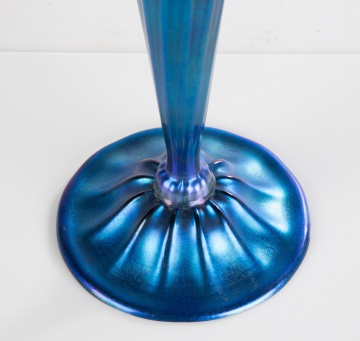Impressive Tiffany Studios Blue Favrile Trumpet Vase