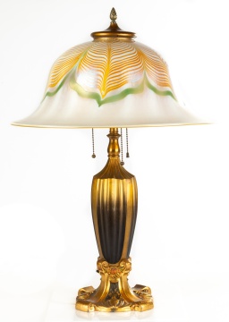 Quezal Pulled Feather Table Lamp