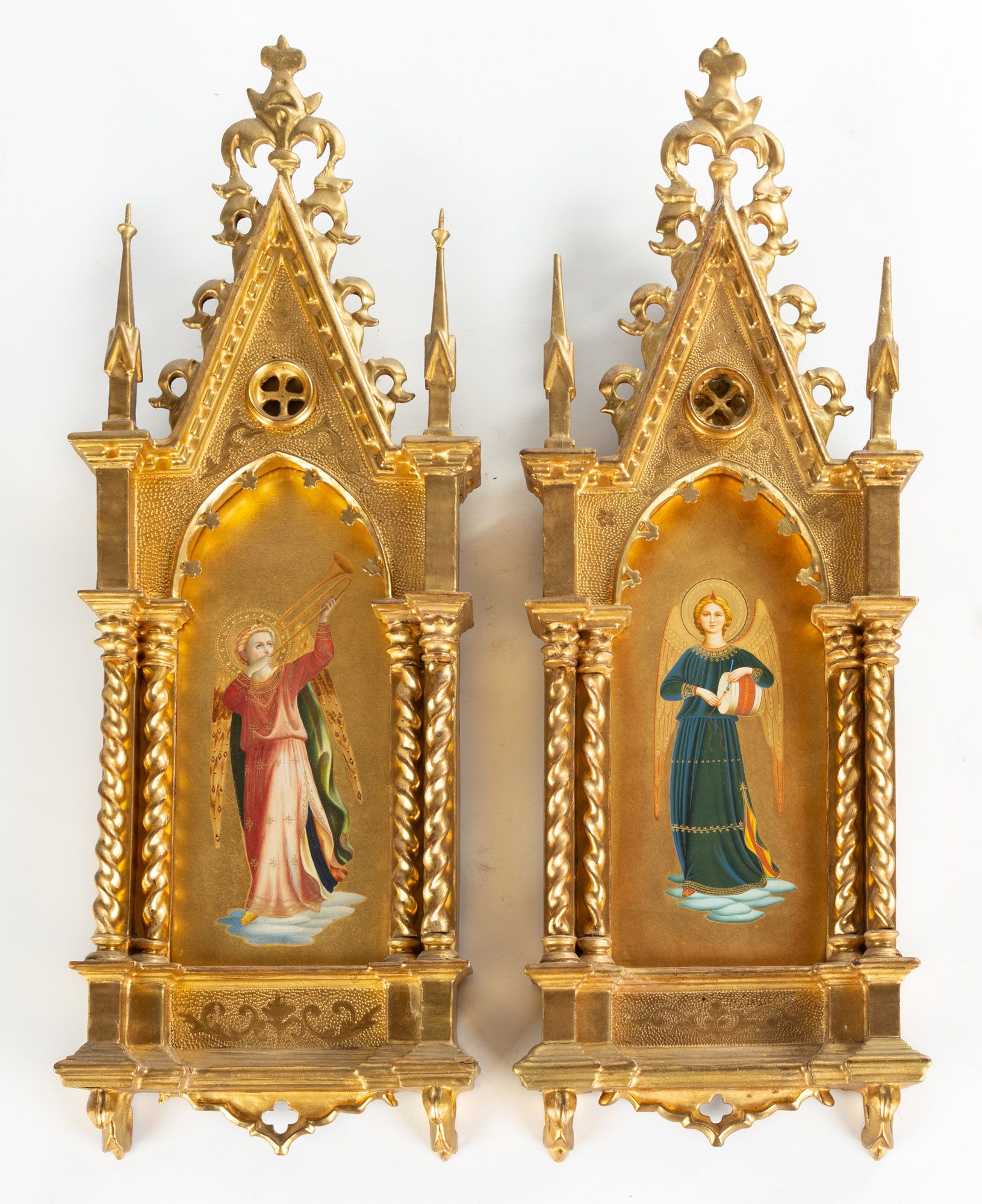 Pair of Florentine Grand Tour Paintings of Angels...