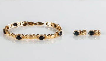 Tiffany & Co. 14K Gold & Gemstone Bracelet with Matching Earrings
