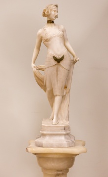 Alabaster Figural Sculpture & Pedestal