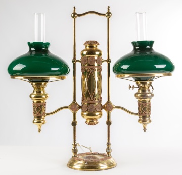 Manhattan Brass Co. & Tiffany Double Student Lamp
