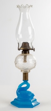 19th Century Atterbury Oil Lamp with Swan