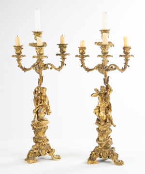 19th Century French Gilt Bronze Figural Candelabras