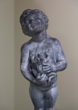 Zinc & Cast Iron Garden Fountain with Boy Holding Frog