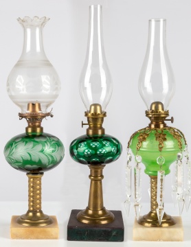 (3) 19th Century Oil Lamps