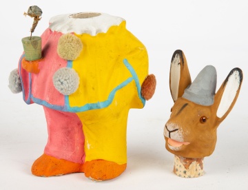 German Painted Paper Mache Rabbit Candy Container