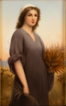 19th Century Painted Porcelain Plaque of Ruth